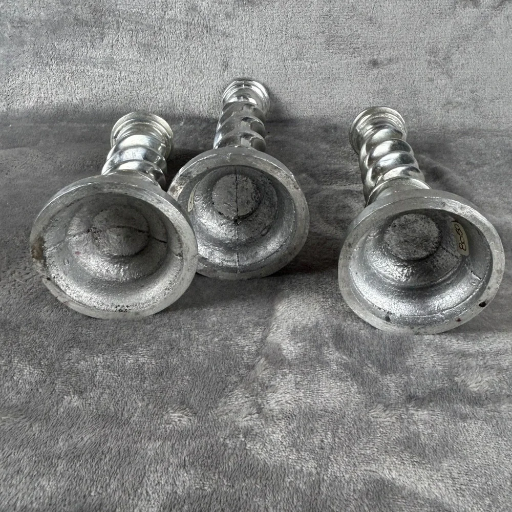 Vintage Silver Barley Twist Candlestick Holders Set of 3 Spiral Taper Pillars